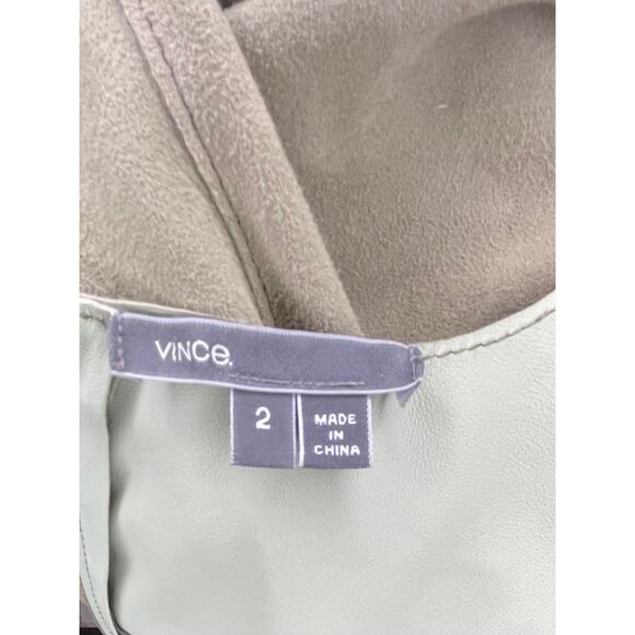 Vince 100% Lamb Leather Dress Sz 2 Green – Excellent Condition w/ Pockets luxury - Picture 2 of 12